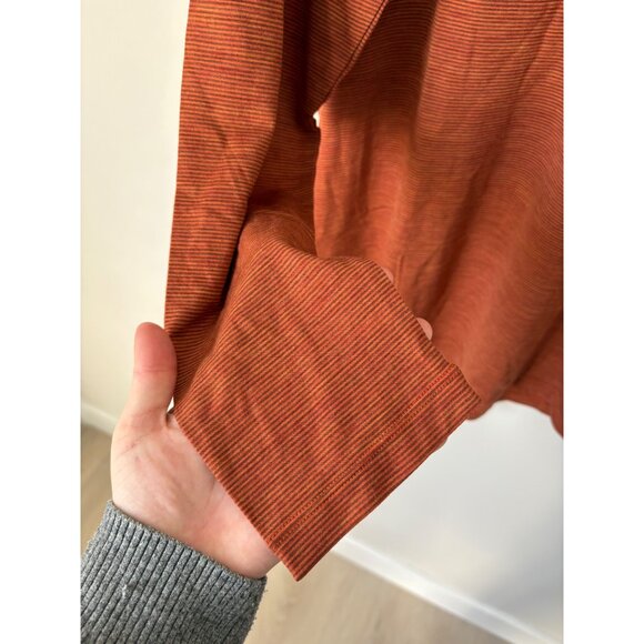 Woolx Merino Wool Blend Rust Brown Stripe Long-Sleeve Scoop-Neck Tunic Top 1X - Picture 3 of 5